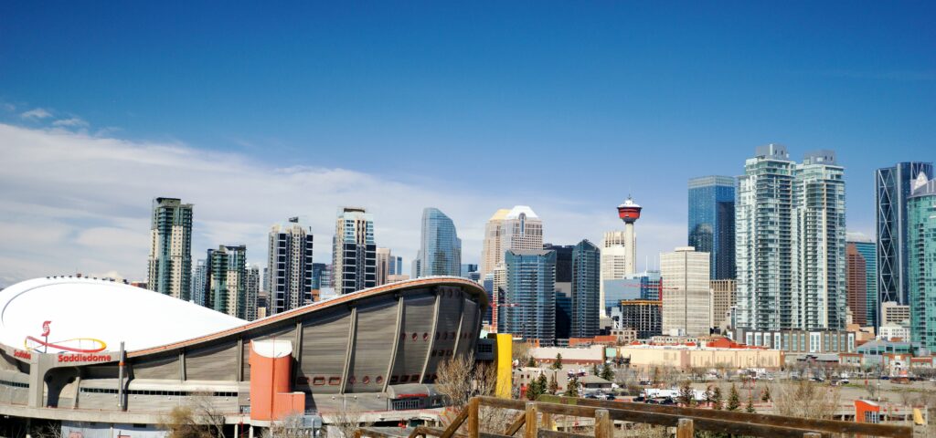 Calgary city skyline with Calgary Tower in 2025