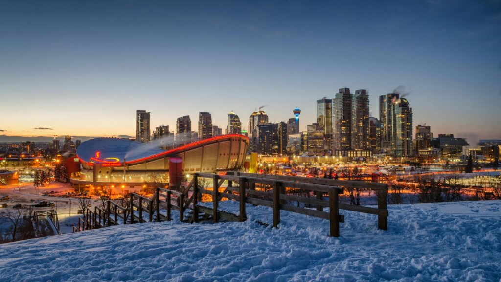 Calgary city skyline with Calgary Tower in 2025