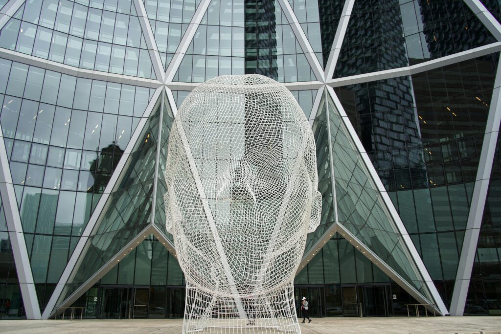Wonderland Sculpture in downtown Calgary in front of The Bow building