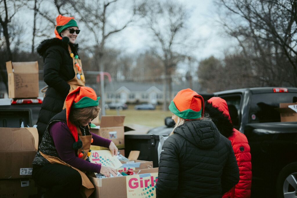 Corporate Christmas charity event in Calgary with toy donations