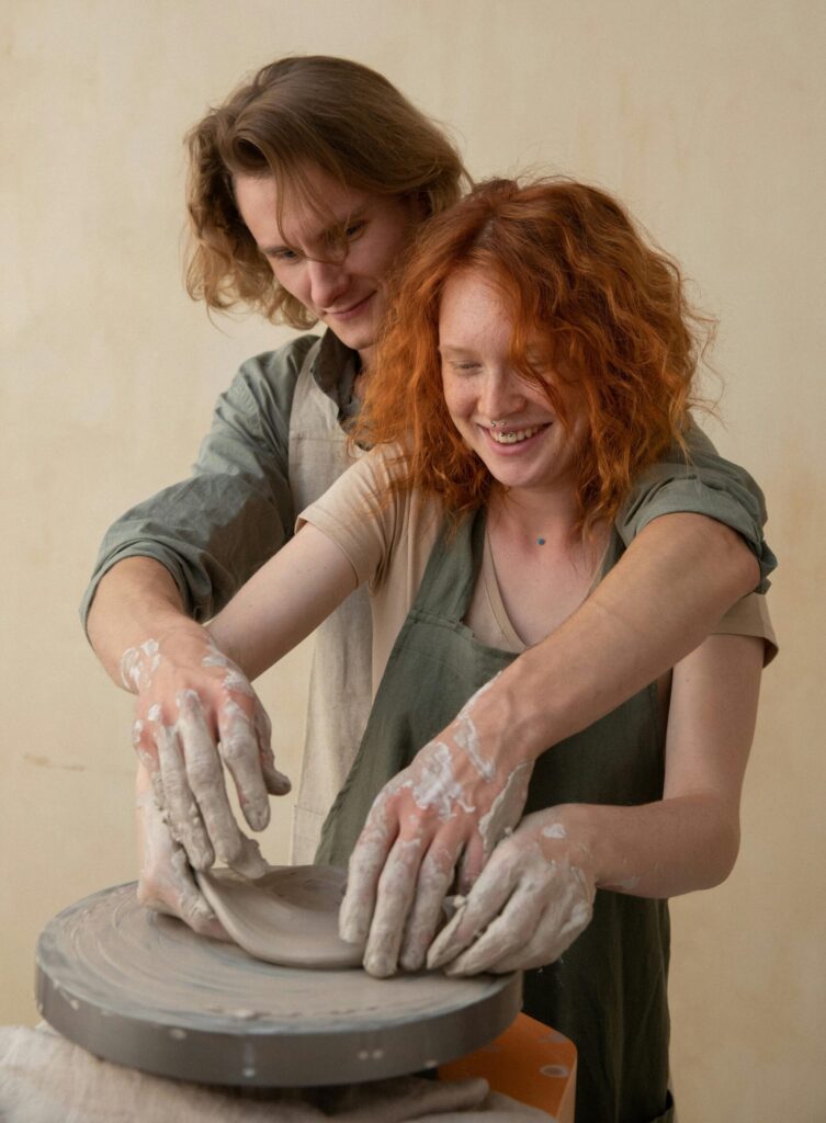Couple date pottery class, Calgary indoor date ideas